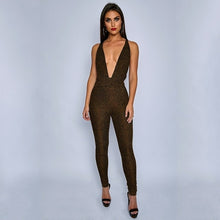 Load image into Gallery viewer, Imcute Women Backless V neck Jumpsuit Halter Off Shoulder Solid Bright