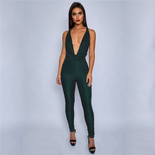 Load image into Gallery viewer, Imcute Women Backless V neck Jumpsuit Halter Off Shoulder Solid Bright