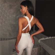 Load image into Gallery viewer, Imcute Women Backless V neck Jumpsuit Halter Off Shoulder Solid Bright