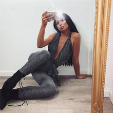 Load image into Gallery viewer, Imcute Women Backless V neck Jumpsuit Halter Off Shoulder Solid Bright