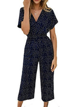 Load image into Gallery viewer, Imcute Women Fashion Small Dots Printed Jumpsuit Summer Casual Wrap V