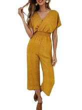 Load image into Gallery viewer, Imcute Women Fashion Small Dots Printed Jumpsuit Summer Casual Wrap V