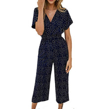 Load image into Gallery viewer, Imcute Women Fashion Small Dots Printed Jumpsuit Summer Casual Wrap V