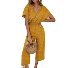 Load image into Gallery viewer, Imcute Women Fashion Small Dots Printed Jumpsuit Summer Casual Wrap V