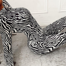 Load image into Gallery viewer, Zebra Print Mesh Zip Up Sexy Jumpsuit Autumn Winter Women