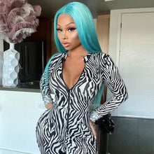 Load image into Gallery viewer, Zebra Print Mesh Zip Up Sexy Jumpsuit Autumn Winter Women