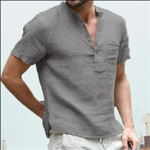 Load image into Gallery viewer, In summer the new cotton and linen short sleeved men's T shirt