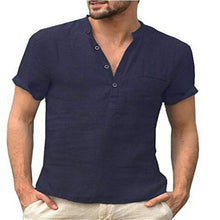 Load image into Gallery viewer, In summer the new cotton and linen short sleeved men's T shirt