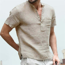 Load image into Gallery viewer, In summer the new cotton and linen short sleeved men's T shirt