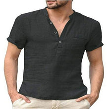 Load image into Gallery viewer, In summer the new cotton and linen short sleeved men's T shirt
