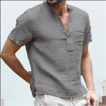 Load image into Gallery viewer, In summer the new cotton and linen short sleeved men's T shirt