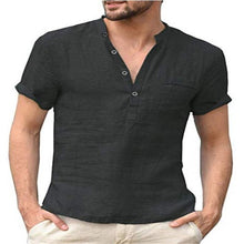 Load image into Gallery viewer, In summer the new cotton and linen short sleeved men's T shirt