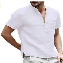 Load image into Gallery viewer, In summer the new cotton and linen short sleeved men's T shirt