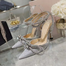 Load image into Gallery viewer, Glitter Crystal Pumps Sexy Ankle strap Rhinestones