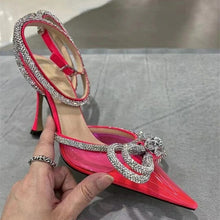 Load image into Gallery viewer, Glitter Crystal Pumps Sexy Ankle strap Rhinestones