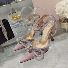 Load image into Gallery viewer, Glitter Crystal Pumps Sexy Ankle strap Rhinestones