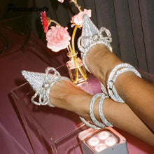 Load image into Gallery viewer, Glitter Crystal Pumps Sexy Ankle strap Rhinestones