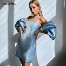 Load image into Gallery viewer, InstaHot Lantern Sleeve Elegant Strapless Dress Party Vintage Office - Sophornlilly