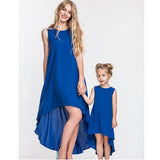 Irregular Mother Daughter Matching Dresses Chiffon