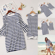 Load image into Gallery viewer, Summer Casual Loose Clothing Round Neck Striped Dress for Mother