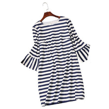 Load image into Gallery viewer, Summer Casual Loose Clothing Round Neck Striped Dress for Mother