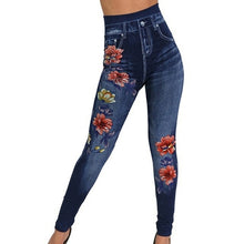 Load image into Gallery viewer, Fashion Slim Women Leggings Floral Print Pencil Faux Denim