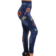 Load image into Gallery viewer, Fashion Slim Women Leggings Floral Print Pencil Faux Denim