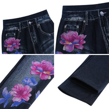 Load image into Gallery viewer, Fashion Slim Women Leggings Floral Print Pencil Faux Denim