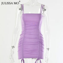Load image into Gallery viewer, Purple Sexy Summer Cami Straps Dress Women Drawstring - Sophornlilly