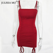 Load image into Gallery viewer, Purple Sexy Summer Cami Straps Dress Women Drawstring - Sophornlilly