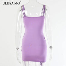 Load image into Gallery viewer, Purple Sexy Summer Cami Straps Dress Women Drawstring - Sophornlilly