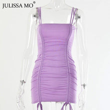 Load image into Gallery viewer, Purple Sexy Summer Cami Straps Dress Women Drawstring - Sophornlilly