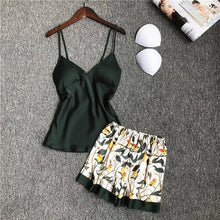 Load image into Gallery viewer, 4 PCS New Woman Pajamas Set Faux Silk Satin Sleepwear