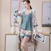 Load image into Gallery viewer, 4 PCS New Woman Pajamas Set Faux Silk Satin Sleepwear