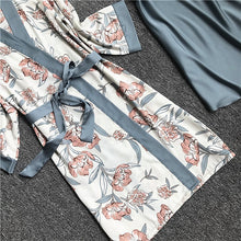 Load image into Gallery viewer, 4 PCS New Woman Pajamas Set Faux Silk Satin Sleepwear
