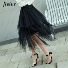 Load image into Gallery viewer, Jielur Autumn Fashion Chiffon Women's Skirt Mesh Solid Color Bouffant