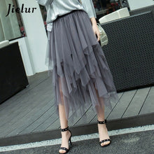 Load image into Gallery viewer, Jielur Autumn Fashion Chiffon Women's Skirt Mesh Solid Color Bouffant