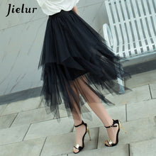 Load image into Gallery viewer, Jielur Autumn Fashion Chiffon Women's Skirt Mesh Solid Color Bouffant