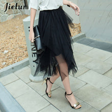 Load image into Gallery viewer, Jielur Autumn Fashion Chiffon Women's Skirt Mesh Solid Color Bouffant