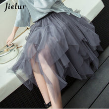 Load image into Gallery viewer, Jielur Autumn Fashion Chiffon Women's Skirt Mesh Solid Color Bouffant