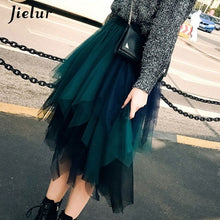 Load image into Gallery viewer, Jielur High Waist Women Skirt Spell Color Voile Dance Tutu Skirts