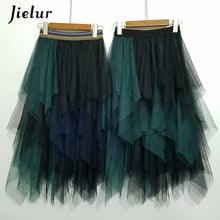 Load image into Gallery viewer, Jielur High Waist Women Skirt Spell Color Voile Dance Tutu Skirts