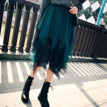 Load image into Gallery viewer, Jielur High Waist Women Skirt Spell Color Voile Dance Tutu Skirts