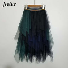 Load image into Gallery viewer, Jielur High Waist Women Skirt Spell Color Voile Dance Tutu Skirts