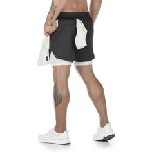 Load image into Gallery viewer, Joggers Shorts Mens 2 in 1 Short Pants Gyms Fitness Bodybuilding