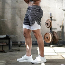 Load image into Gallery viewer, Joggers Shorts Mens 2 in 1 Short Pants Gyms Fitness Bodybuilding