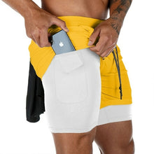 Load image into Gallery viewer, Joggers Shorts Mens 2 in 1 Short Pants Gyms Fitness Bodybuilding