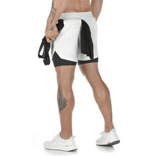Load image into Gallery viewer, Joggers Shorts Mens 2 in 1 Short Pants Gyms Fitness Bodybuilding