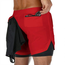 Load image into Gallery viewer, Joggers Shorts Mens 2 in 1 Short Pants Gyms Fitness Bodybuilding