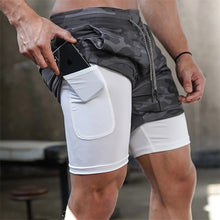 Load image into Gallery viewer, Joggers Shorts Mens 2 in 1 Short Pants Gyms Fitness Bodybuilding